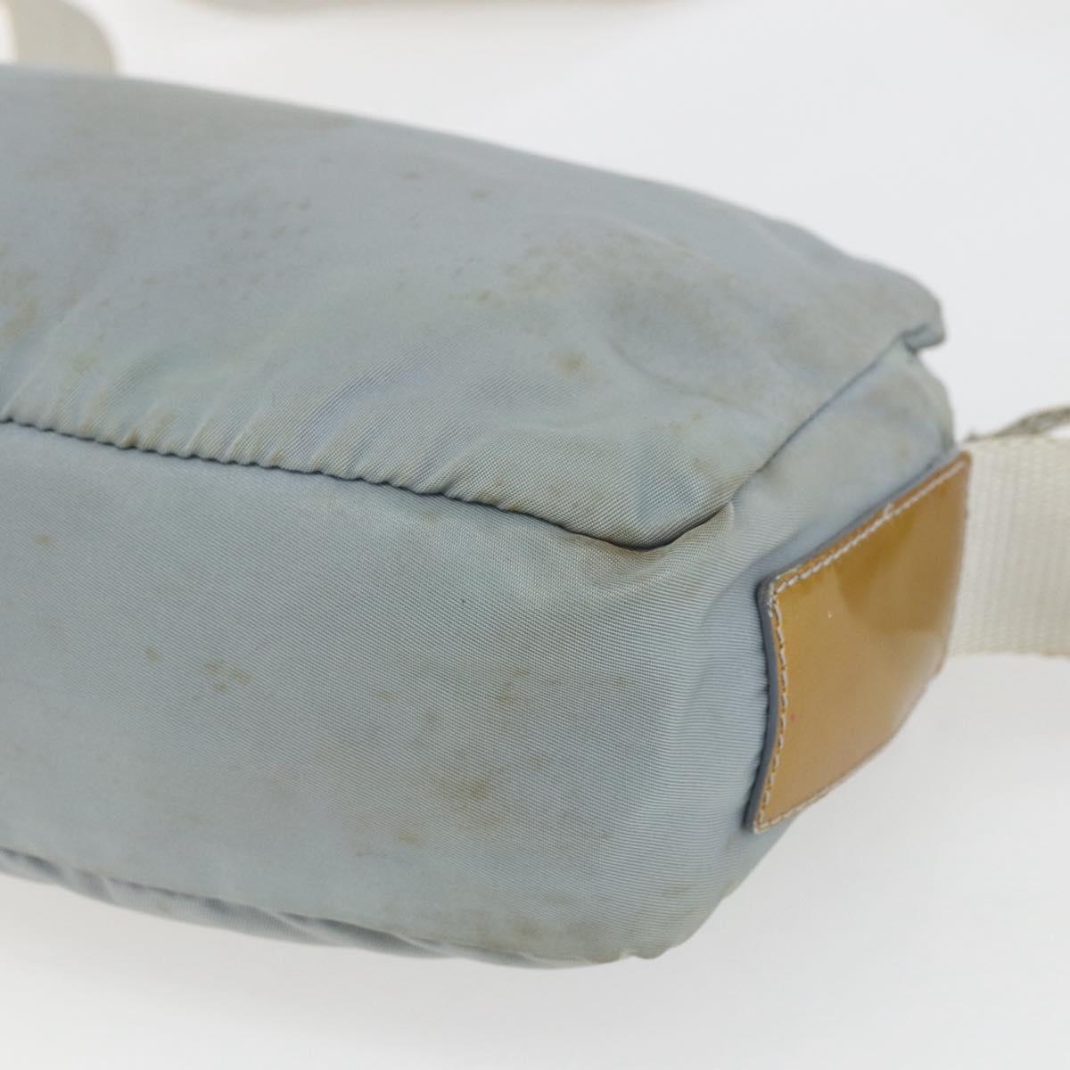 PRADA Shoulder Bag Nylon Light Blue Silver Auth bs32390