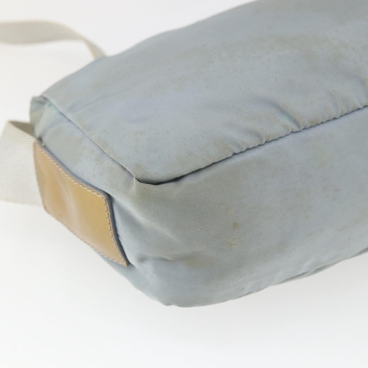 PRADA Shoulder Bag Nylon Light Blue Silver Auth bs32390