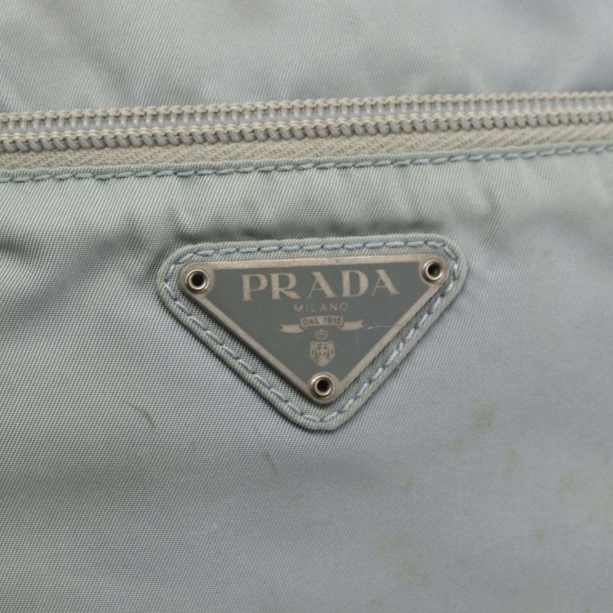 PRADA Shoulder Bag Nylon Light Blue Silver Auth bs32390