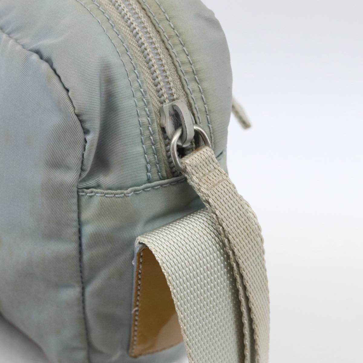 PRADA Shoulder Bag Nylon Light Blue Silver Auth bs32390