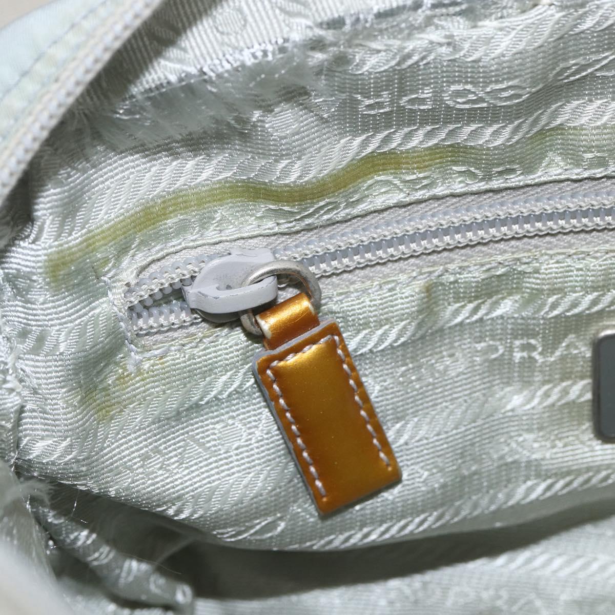 PRADA Shoulder Bag Nylon Light Blue Silver Auth bs32390