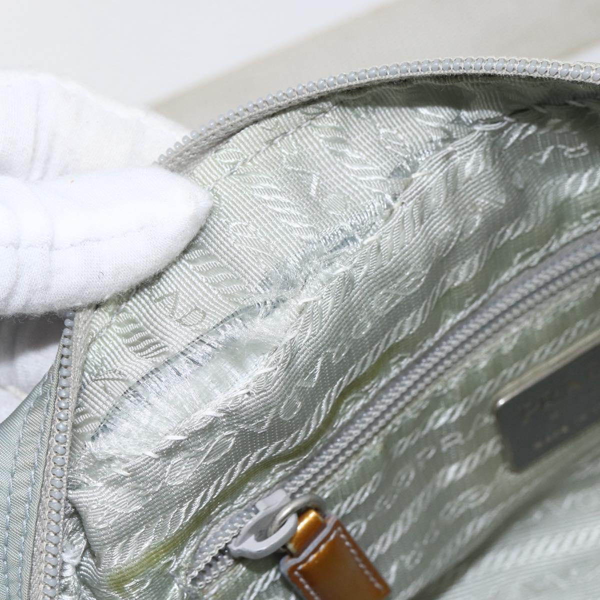 PRADA Shoulder Bag Nylon Light Blue Silver Auth bs32390