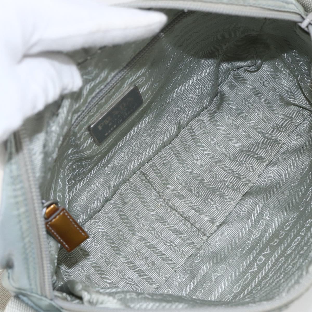 PRADA Shoulder Bag Nylon Light Blue Silver Auth bs32390