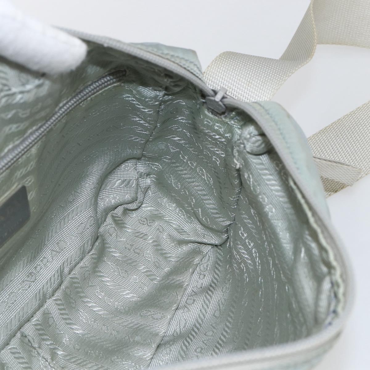 PRADA Shoulder Bag Nylon Light Blue Silver Auth bs32390