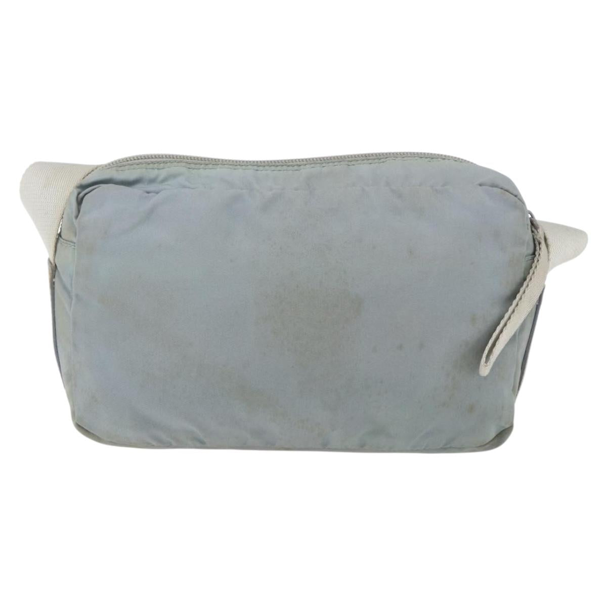 PRADA Shoulder Bag Nylon Light Blue Silver Auth bs32390