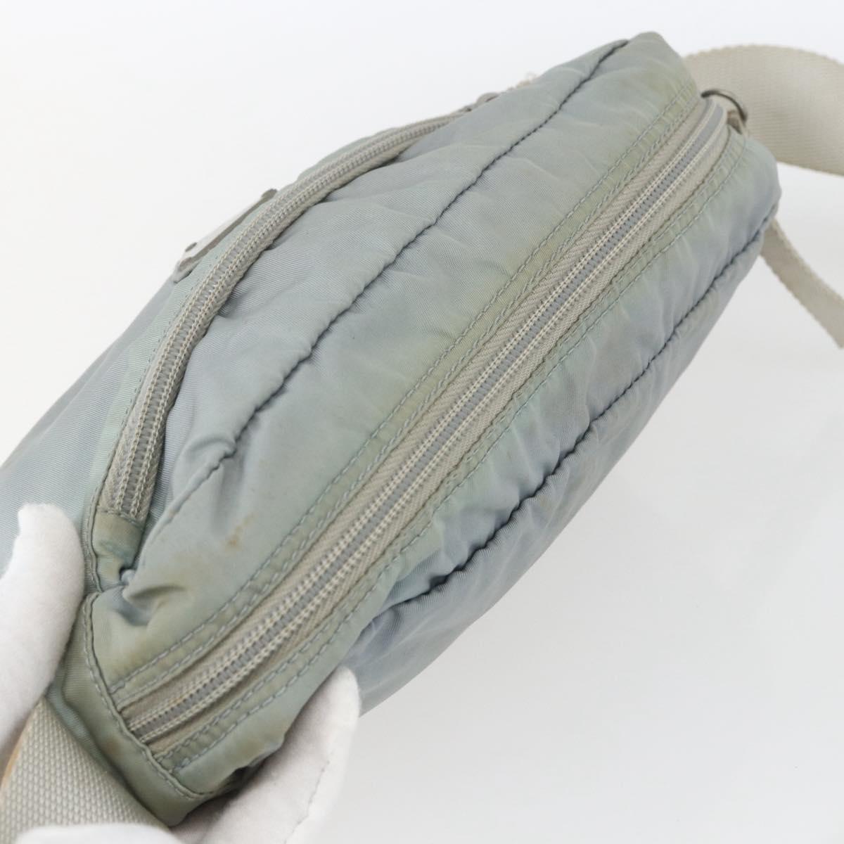 PRADA Shoulder Bag Nylon Light Blue Silver Auth bs32390