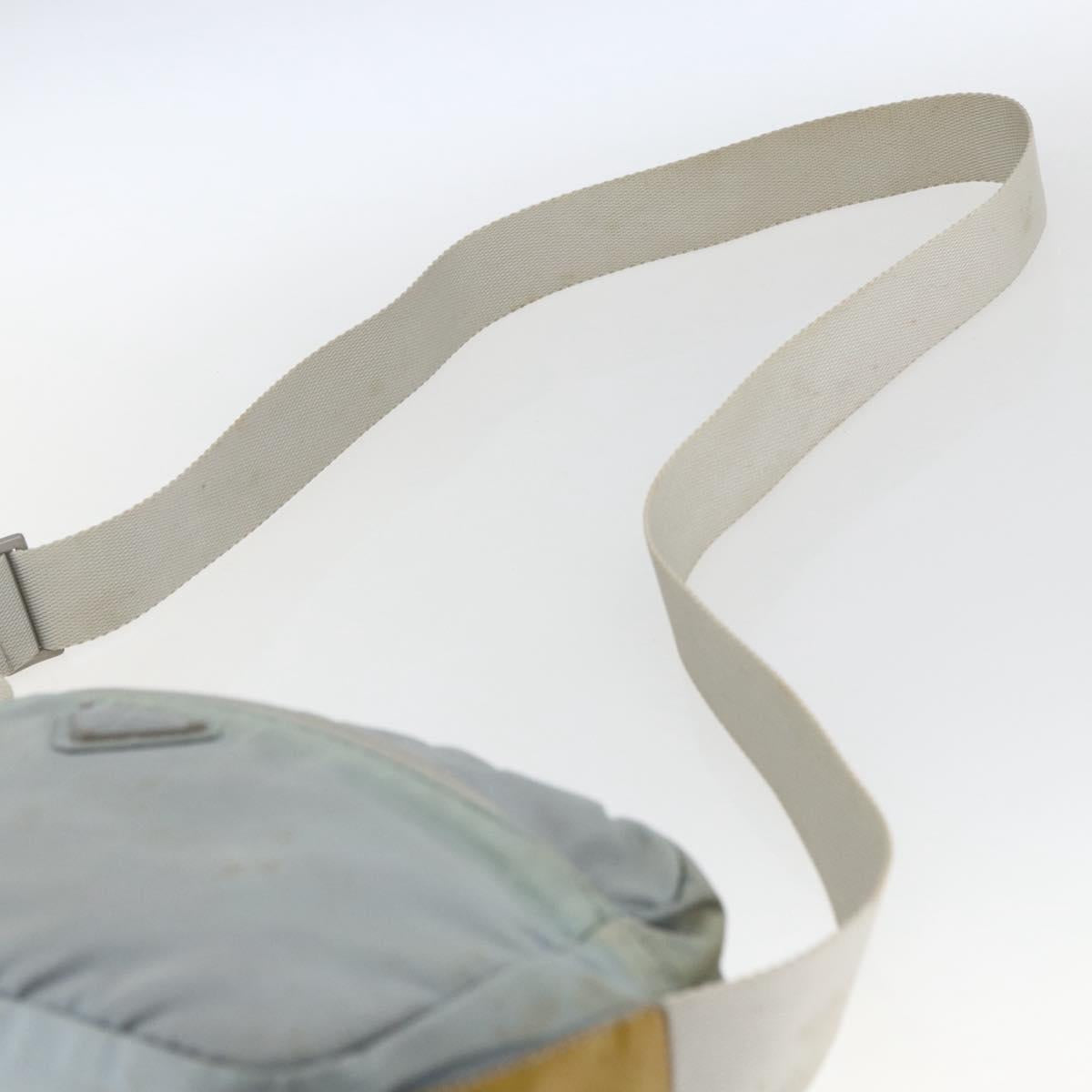 PRADA Shoulder Bag Nylon Light Blue Silver Auth bs32390