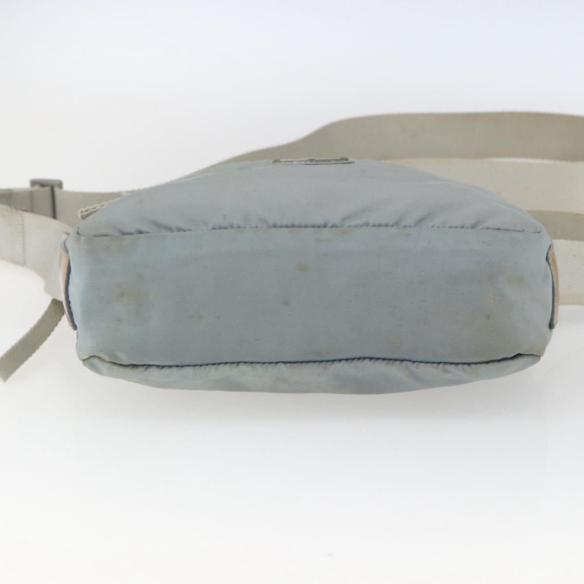 PRADA Shoulder Bag Nylon Light Blue Silver Auth bs32390
