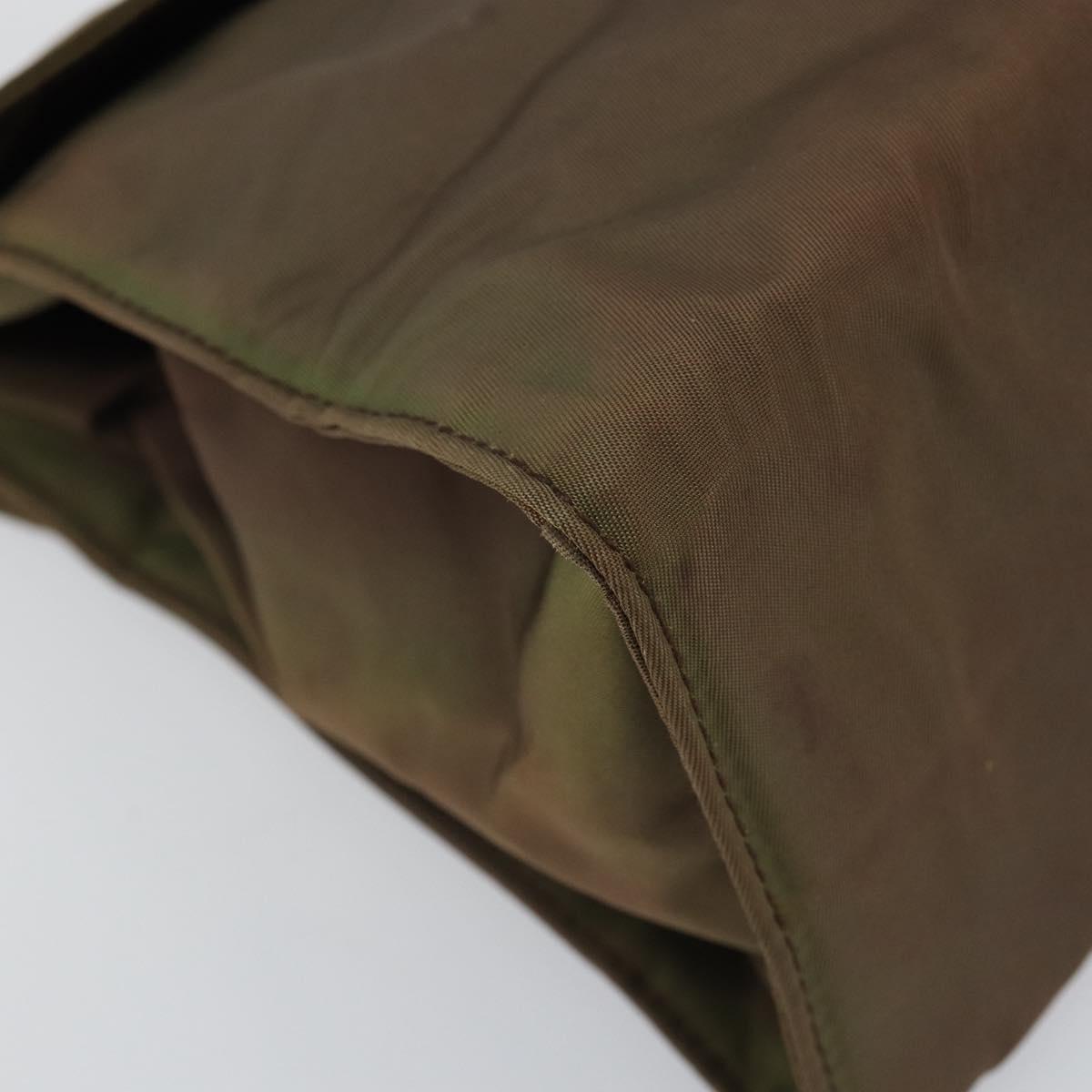 PRADA Hand Bag Nylon Khaki Gold Auth bs32391