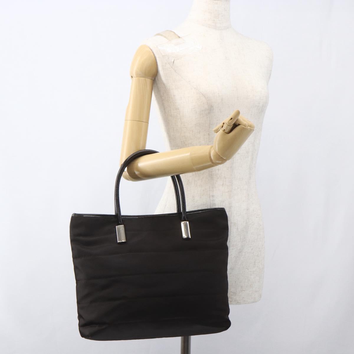 GUCCI Hand Bag Nylon Brown Silver 002 2123 0457 Auth bs32393