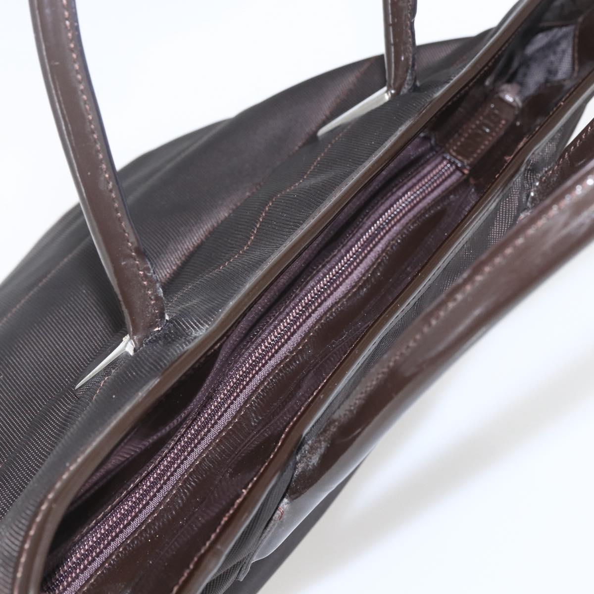 GUCCI Hand Bag Nylon Brown Silver 002 2123 0457 Auth bs32393