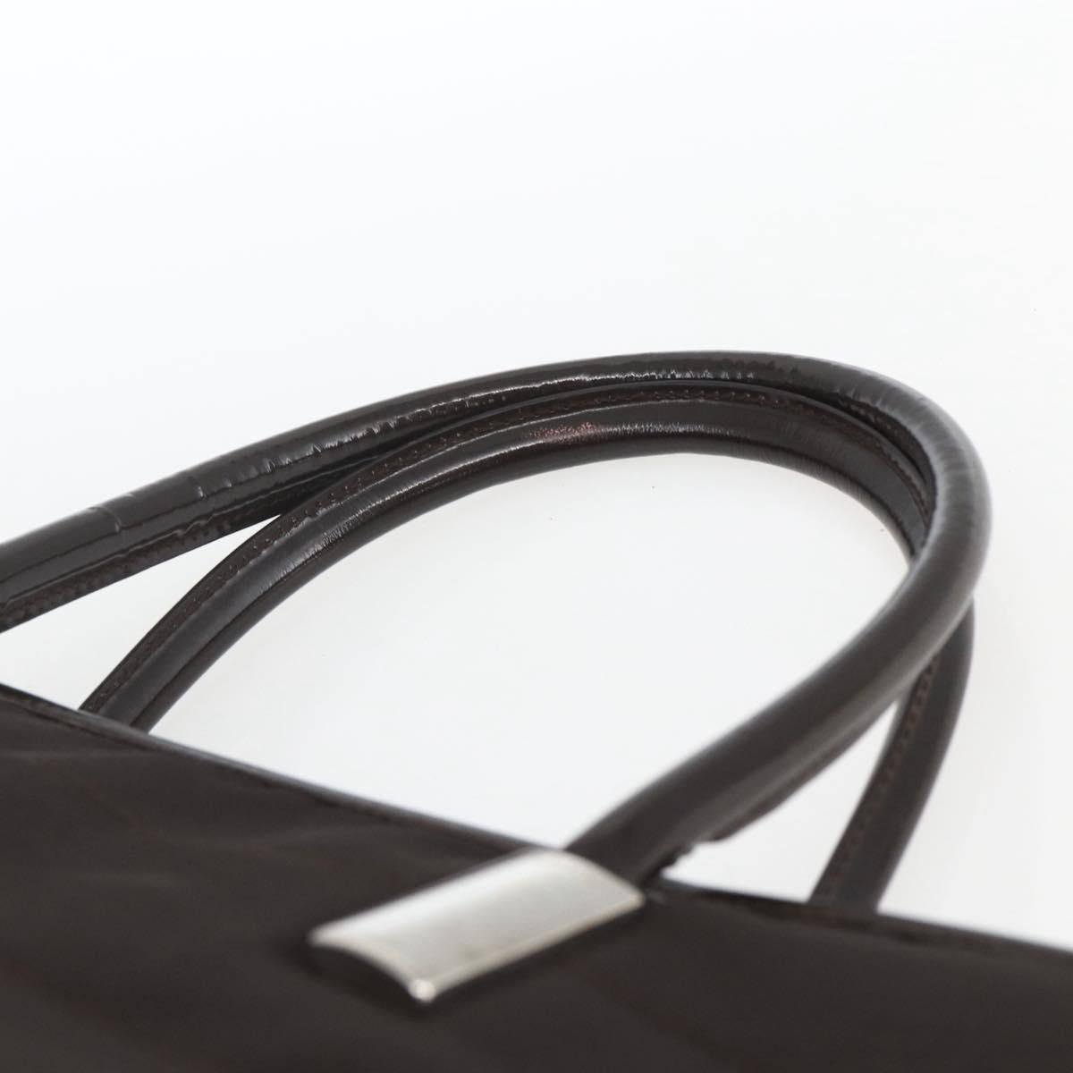 GUCCI Hand Bag Nylon Brown Silver 002 2123 0457 Auth bs32393