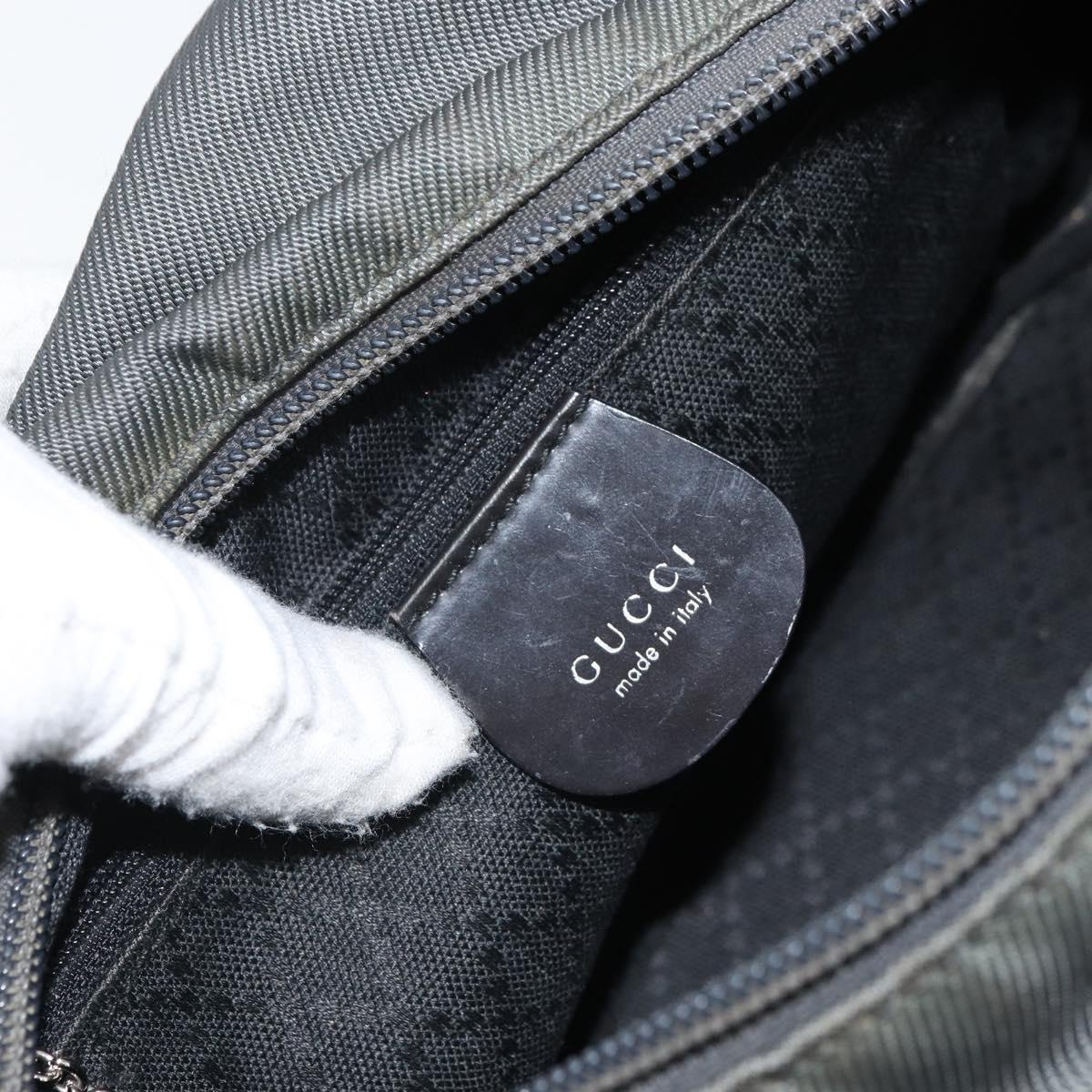 GUCCI Bamboo Hand Bag Nylon Gray Silver 000 1014 0575 Auth bs32394