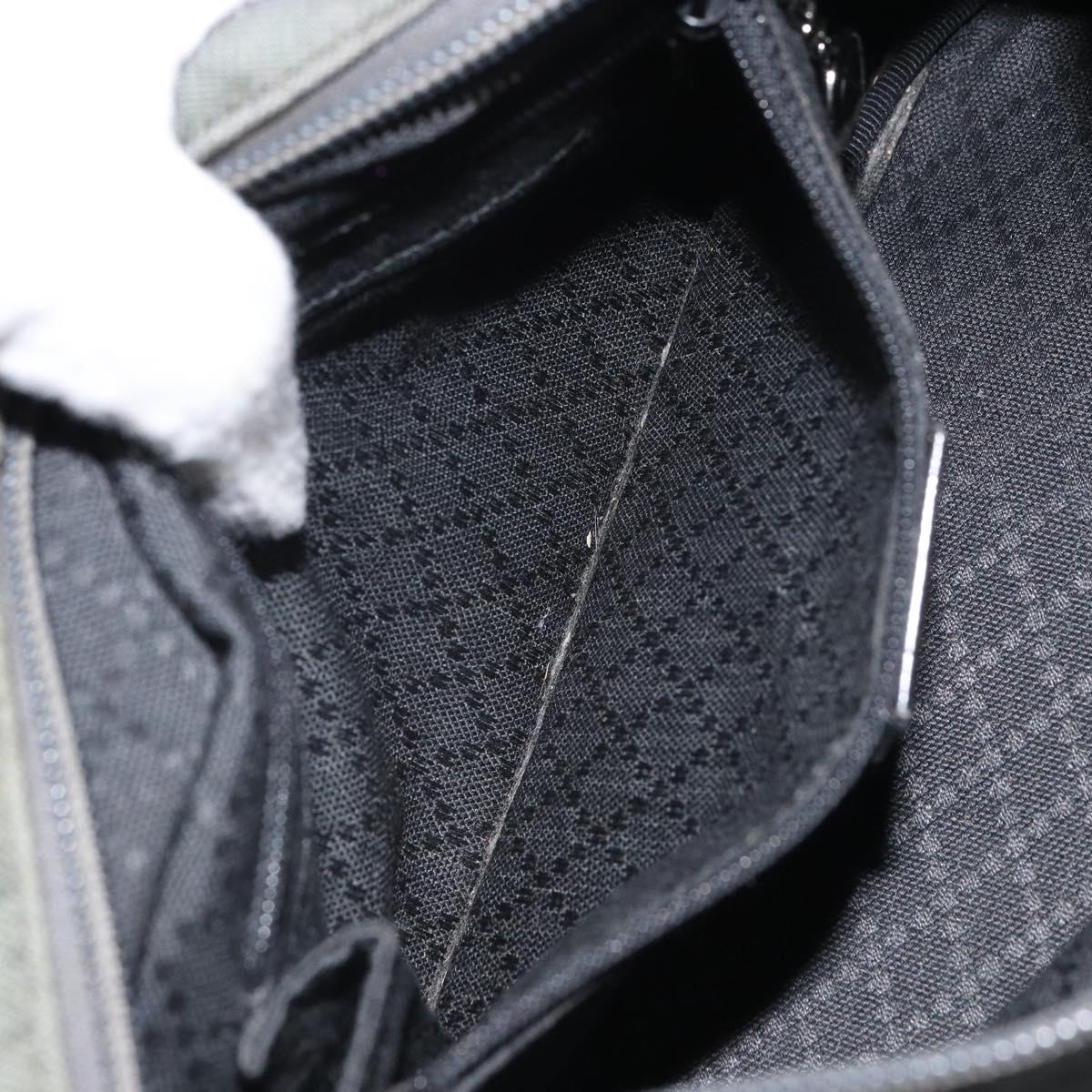 GUCCI Bamboo Hand Bag Nylon Gray Silver 000 1014 0575 Auth bs32394