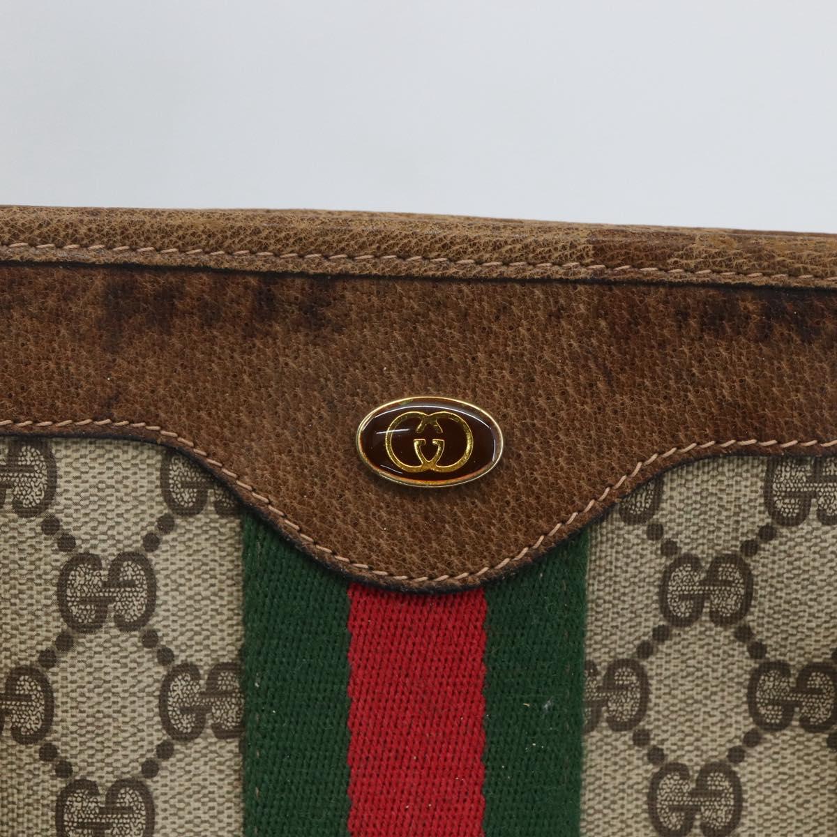 GUCCI GG Supreme Web Sherry Line Tote Bag PVC Beige Gold 010 378 Auth bs32395