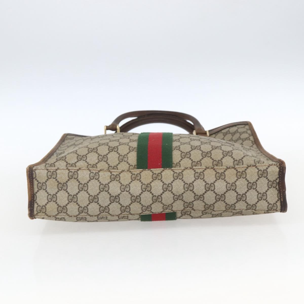 GUCCI GG Supreme Web Sherry Line Tote Bag PVC Beige Gold 010 378 Auth bs32395