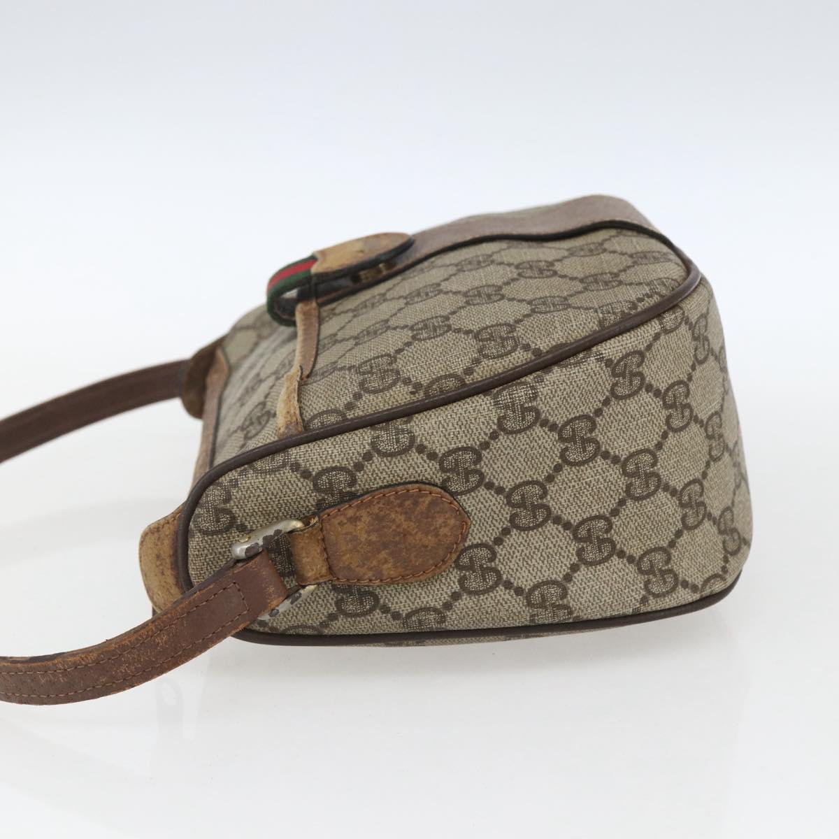 GUCCI GG Supreme Web Sherry Line Bag PVC Beige Gold 89 02 032 Auth bs32397