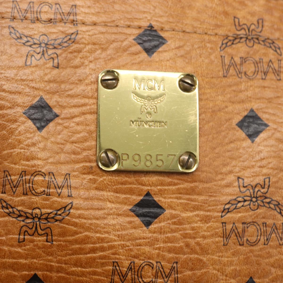 MCM Logogram Vicetos Tote Bag PVC Brown Gold Auth bs32399