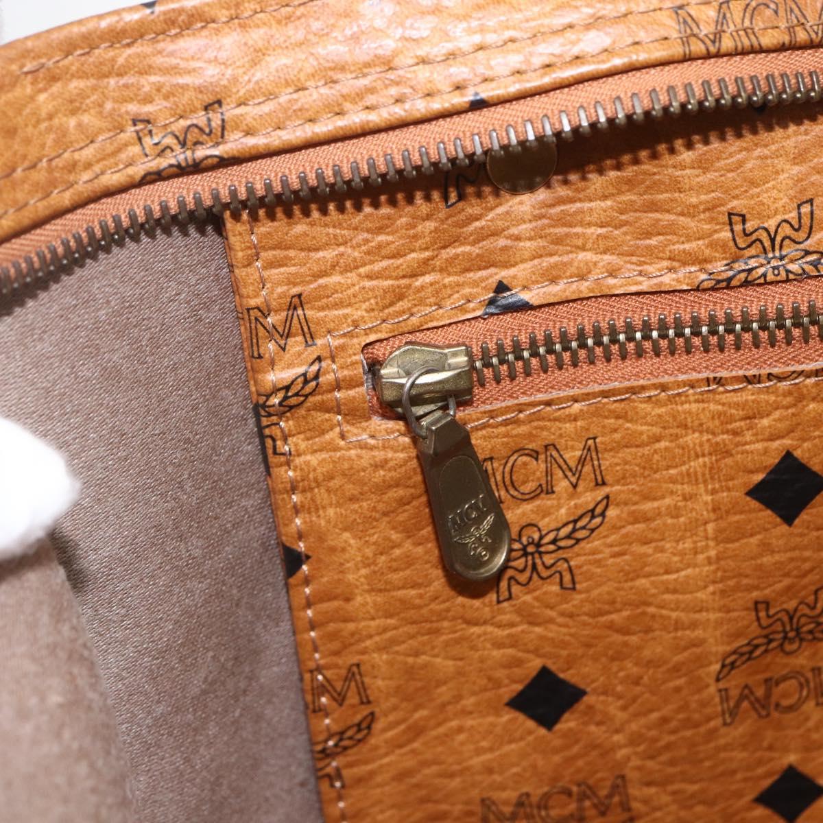 MCM Logogram Vicetos Tote Bag PVC Brown Gold Auth bs32399