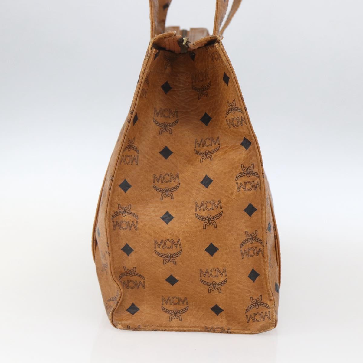 MCM Logogram Vicetos Tote Bag PVC Brown Gold Auth bs32399