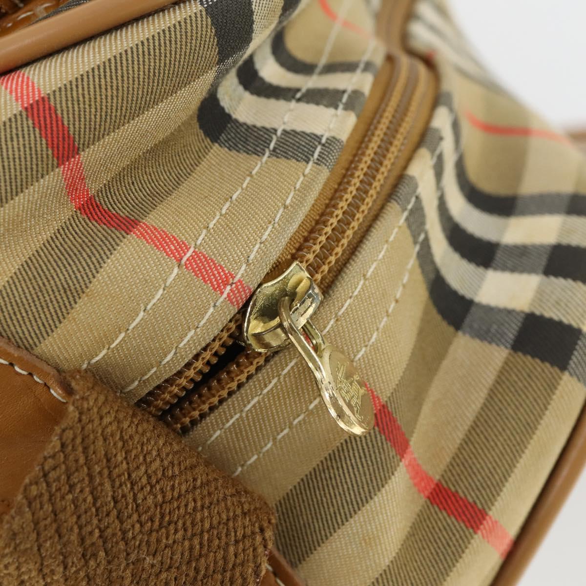 Burberrys Nova Check Shoulder Bag Canvas Beige Gold Auth bs32400