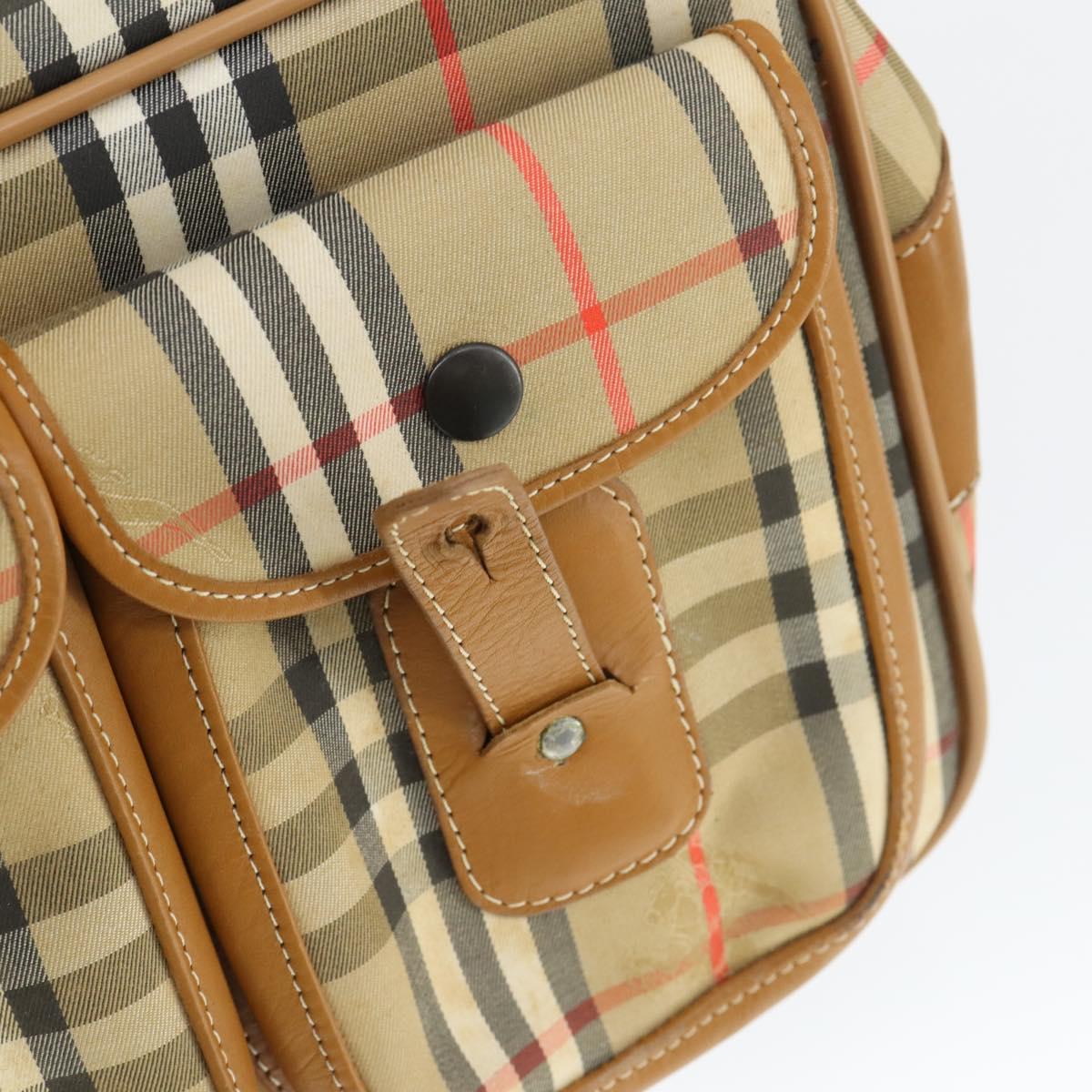 Burberrys Nova Check Shoulder Bag Canvas Beige Gold Auth bs32400