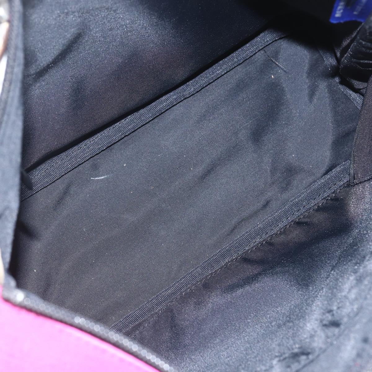 BURBERRY Nova Check Blue Label Shoulder Bag Nylon Pink Silver Auth bs32401