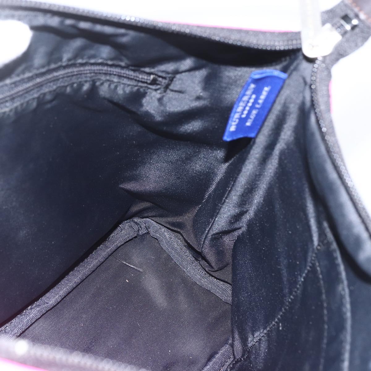 BURBERRY Nova Check Blue Label Shoulder Bag Nylon Pink Silver Auth bs32401