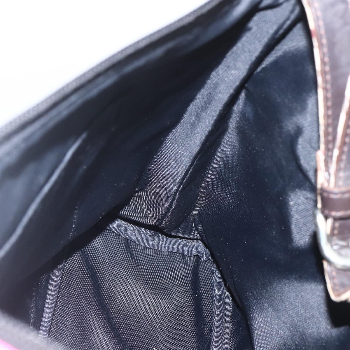 BURBERRY Nova Check Blue Label Shoulder Bag Nylon Pink Silver Auth bs32401