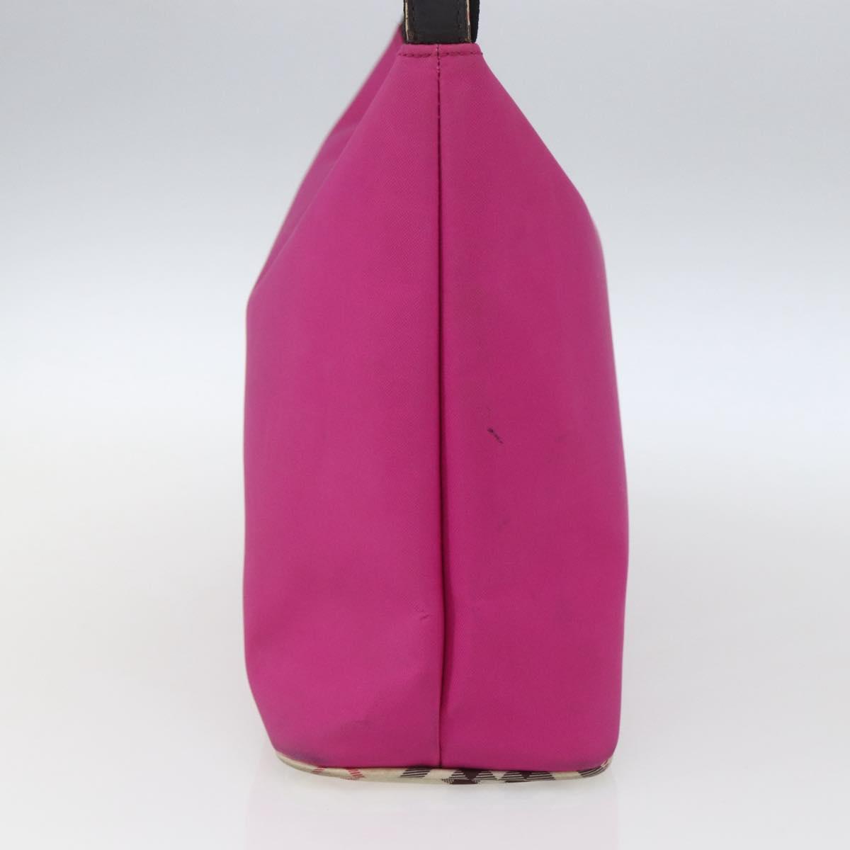BURBERRY Nova Check Blue Label Shoulder Bag Nylon Pink Silver Auth bs32401