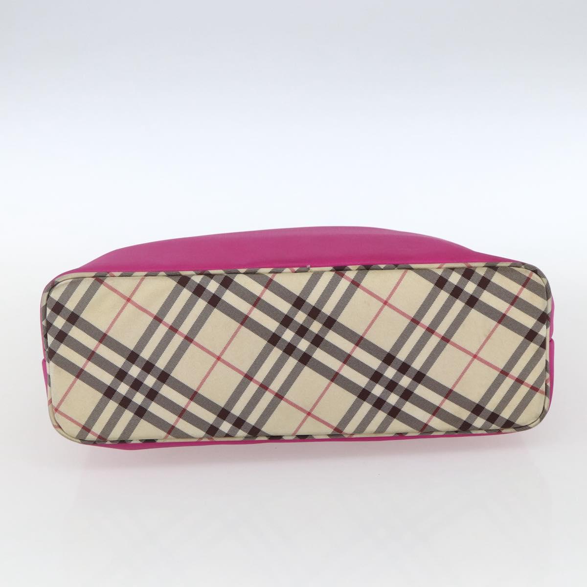 BURBERRY Nova Check Blue Label Shoulder Bag Nylon Pink Silver Auth bs32401