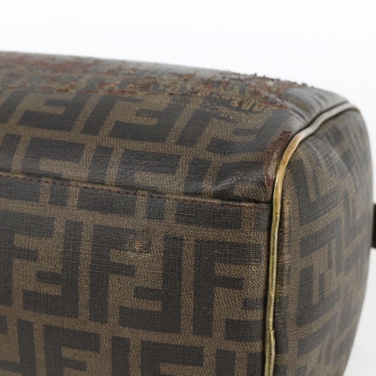 FENDI Zucca Canvas Hand Bag PVC Black Brown Auth bs32403