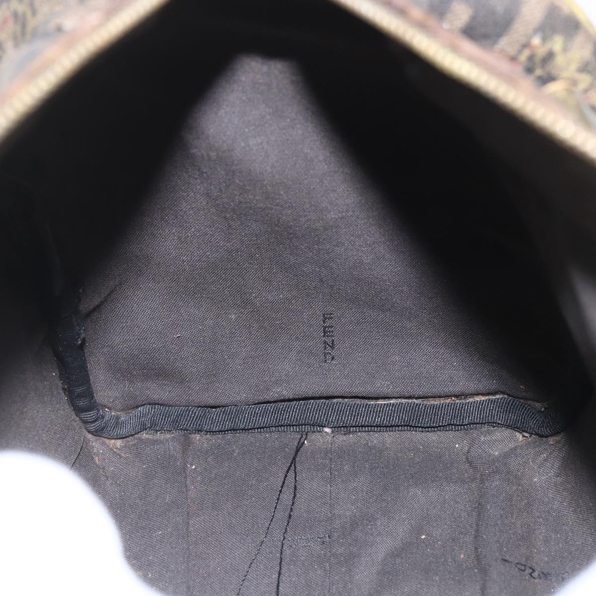 FENDI Zucca Canvas Hand Bag PVC Black Brown Auth bs32403