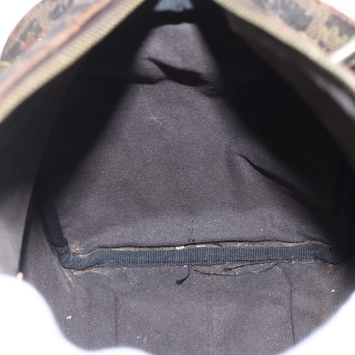 FENDI Zucca Canvas Hand Bag PVC Black Brown Auth bs32403