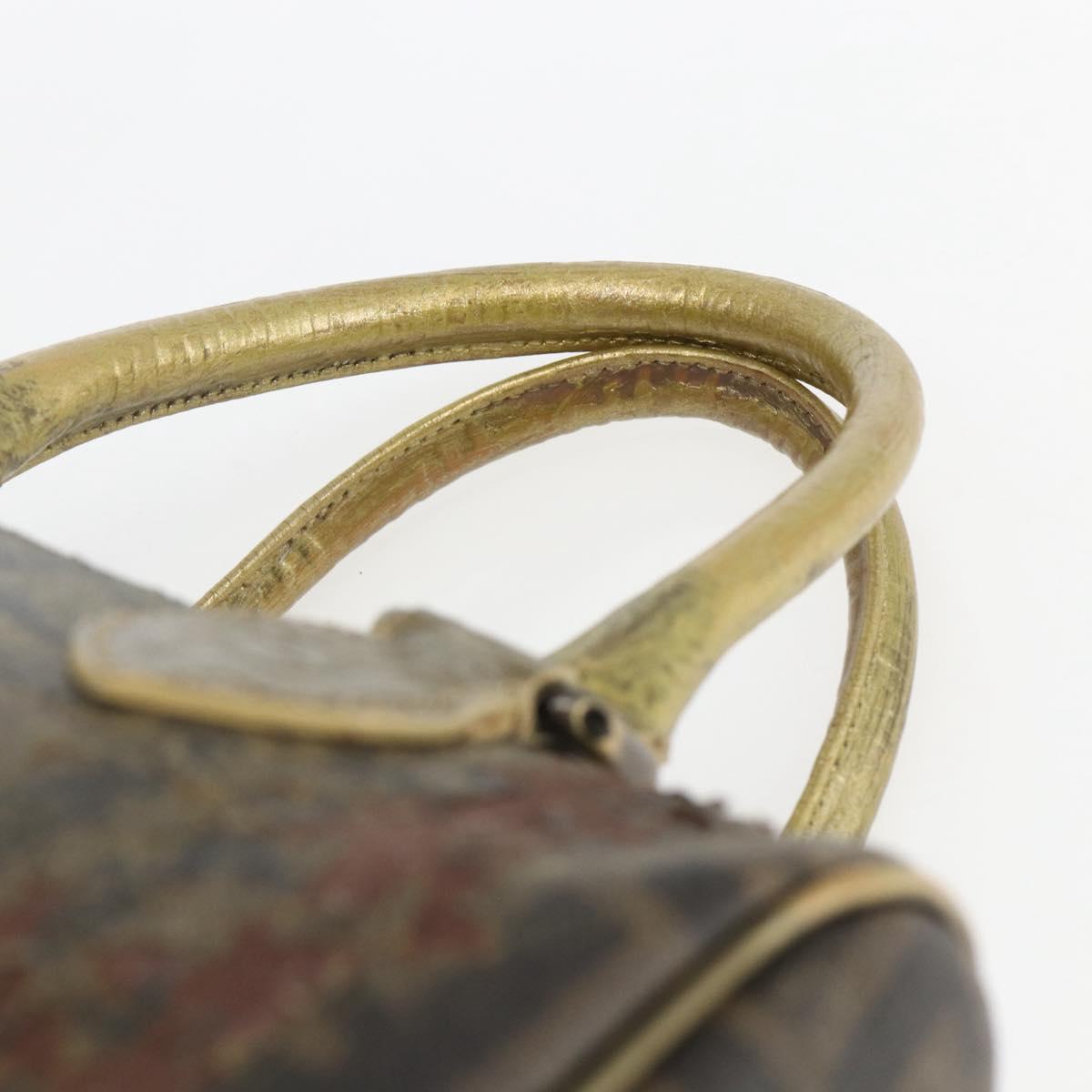 FENDI Zucca Canvas Hand Bag PVC Black Brown Auth bs32403