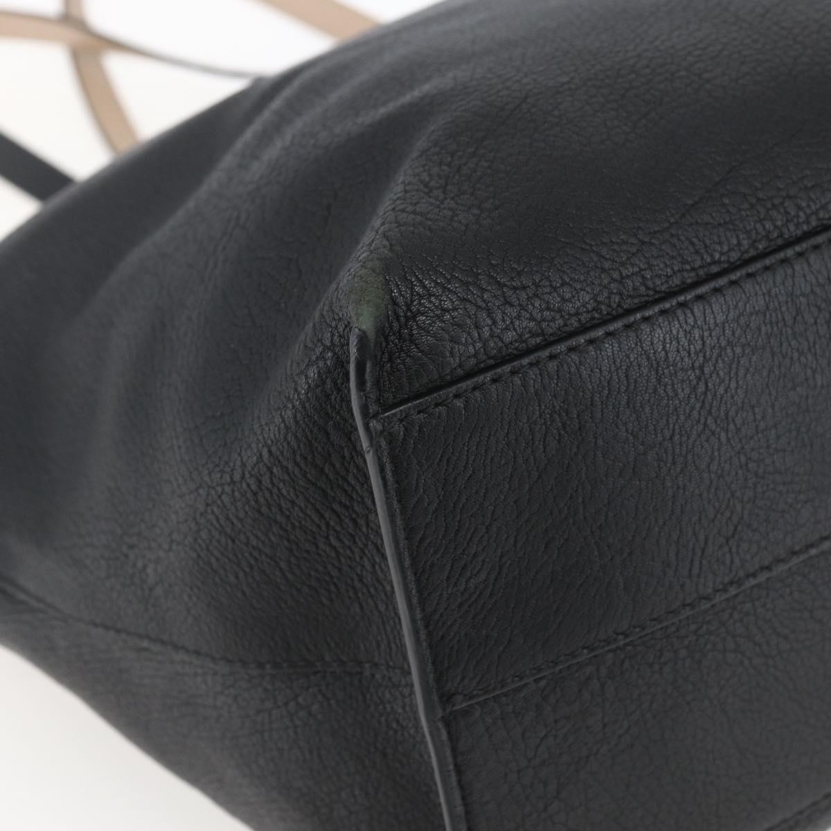 Chloe Tote Bag Leather Black Gold Auth bs32405