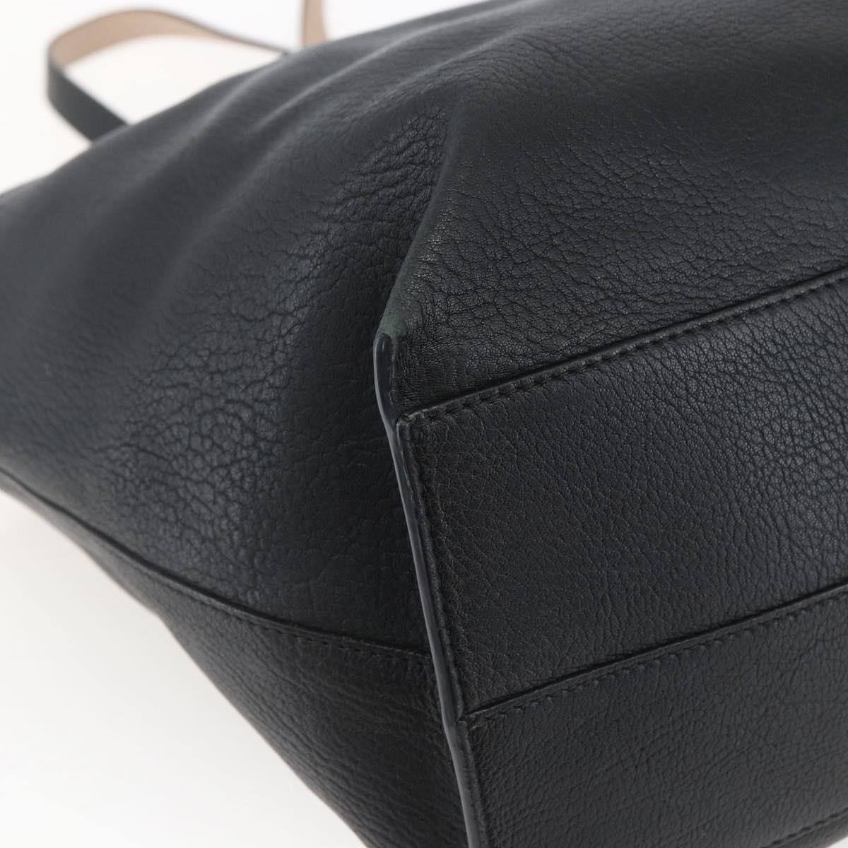 Chloe Tote Bag Leather Black Gold Auth bs32405