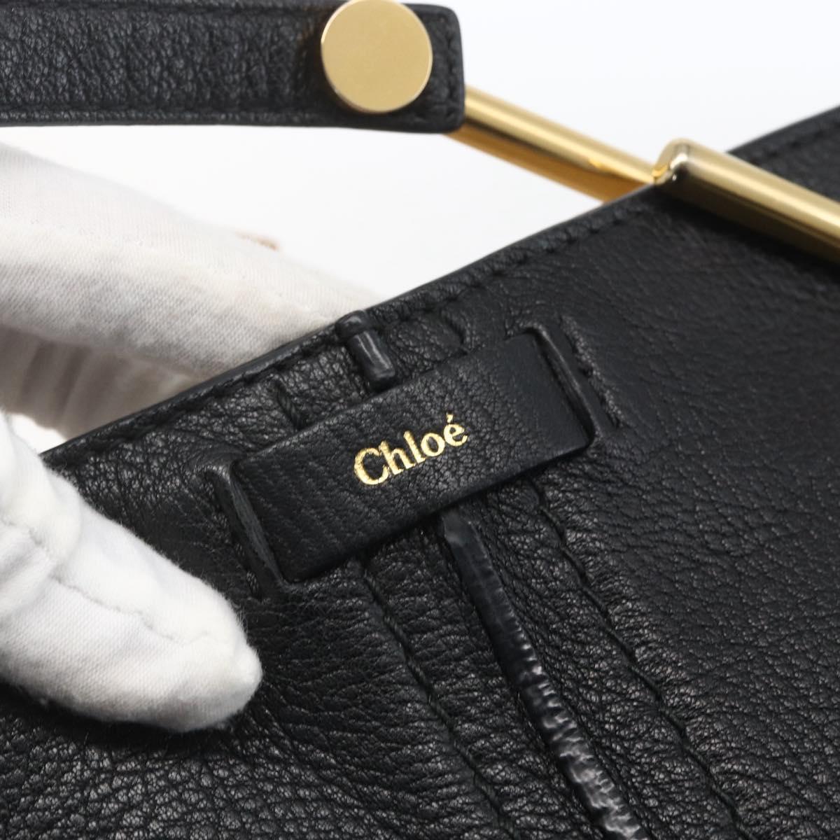 Chloe Tote Bag Leather Black Gold Auth bs32405