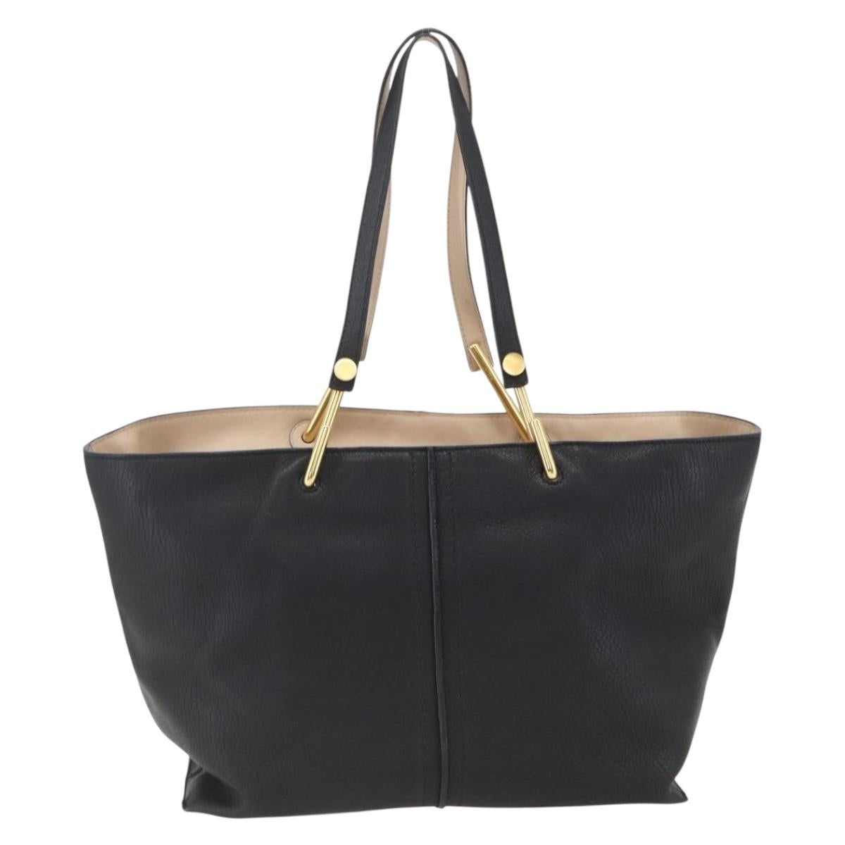 Chloe Tote Bag Leather Black Gold Auth bs32405