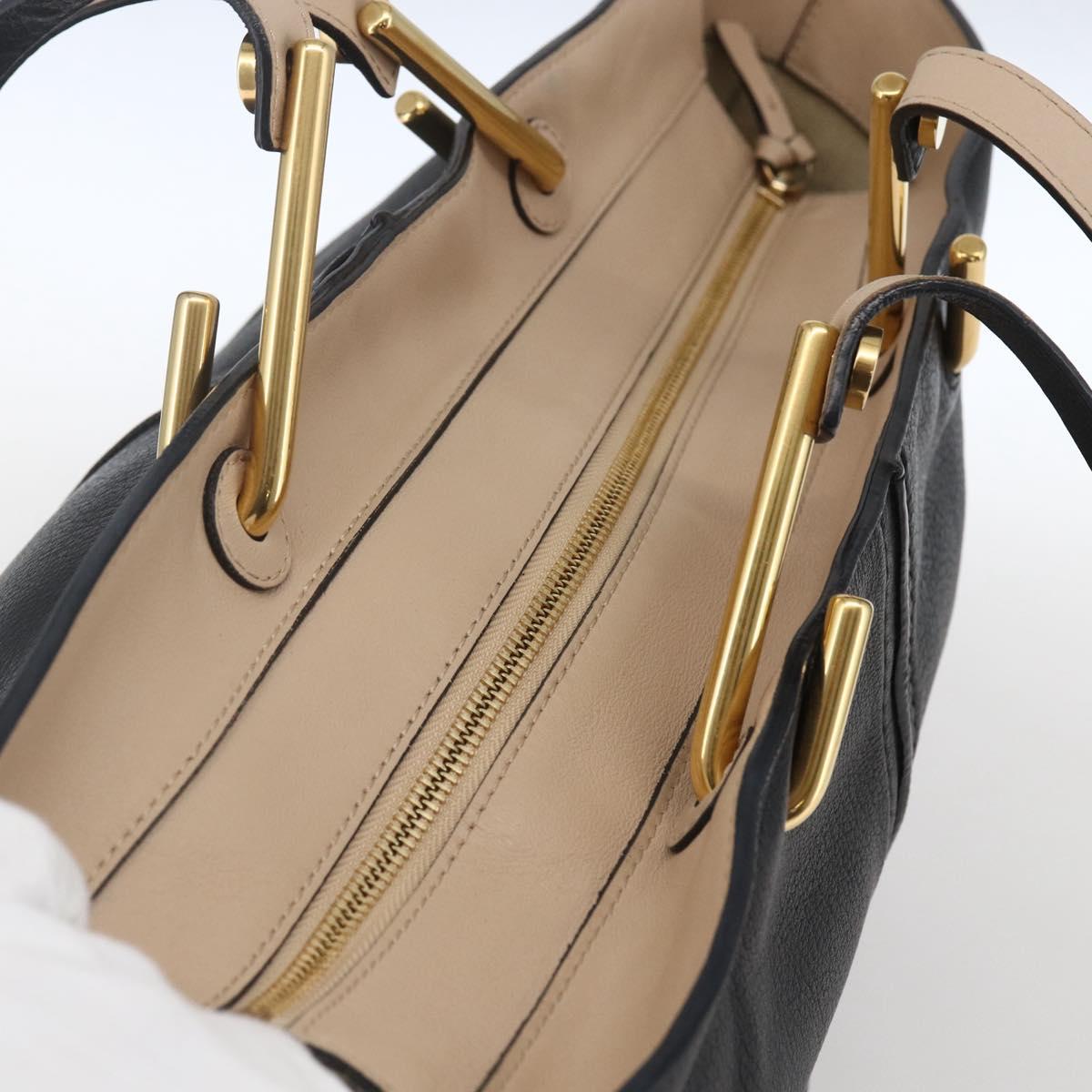 Chloe Tote Bag Leather Black Gold Auth bs32405