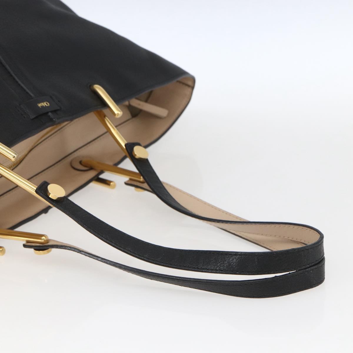 Chloe Tote Bag Leather Black Gold Auth bs32405