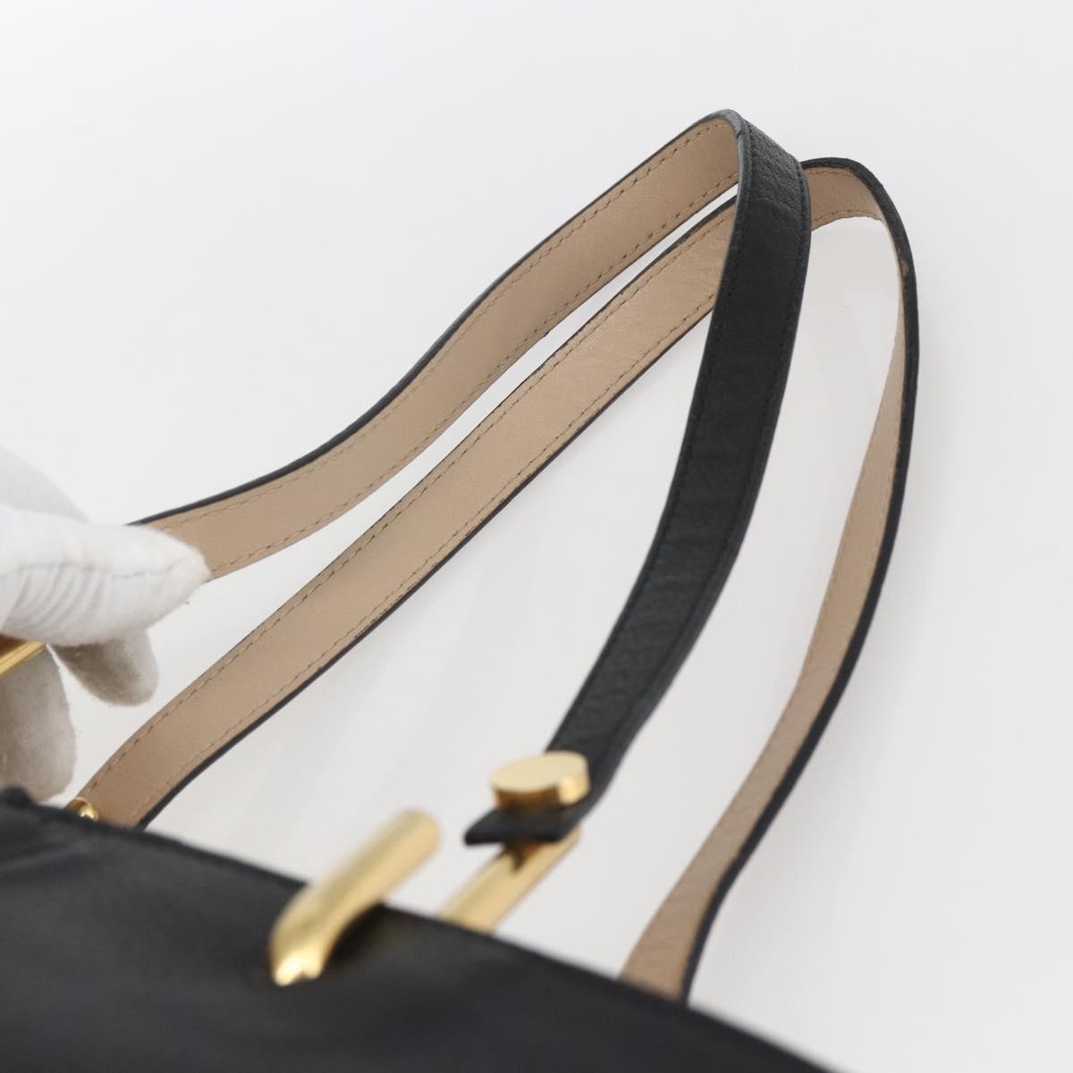 Chloe Tote Bag Leather Black Gold Auth bs32405