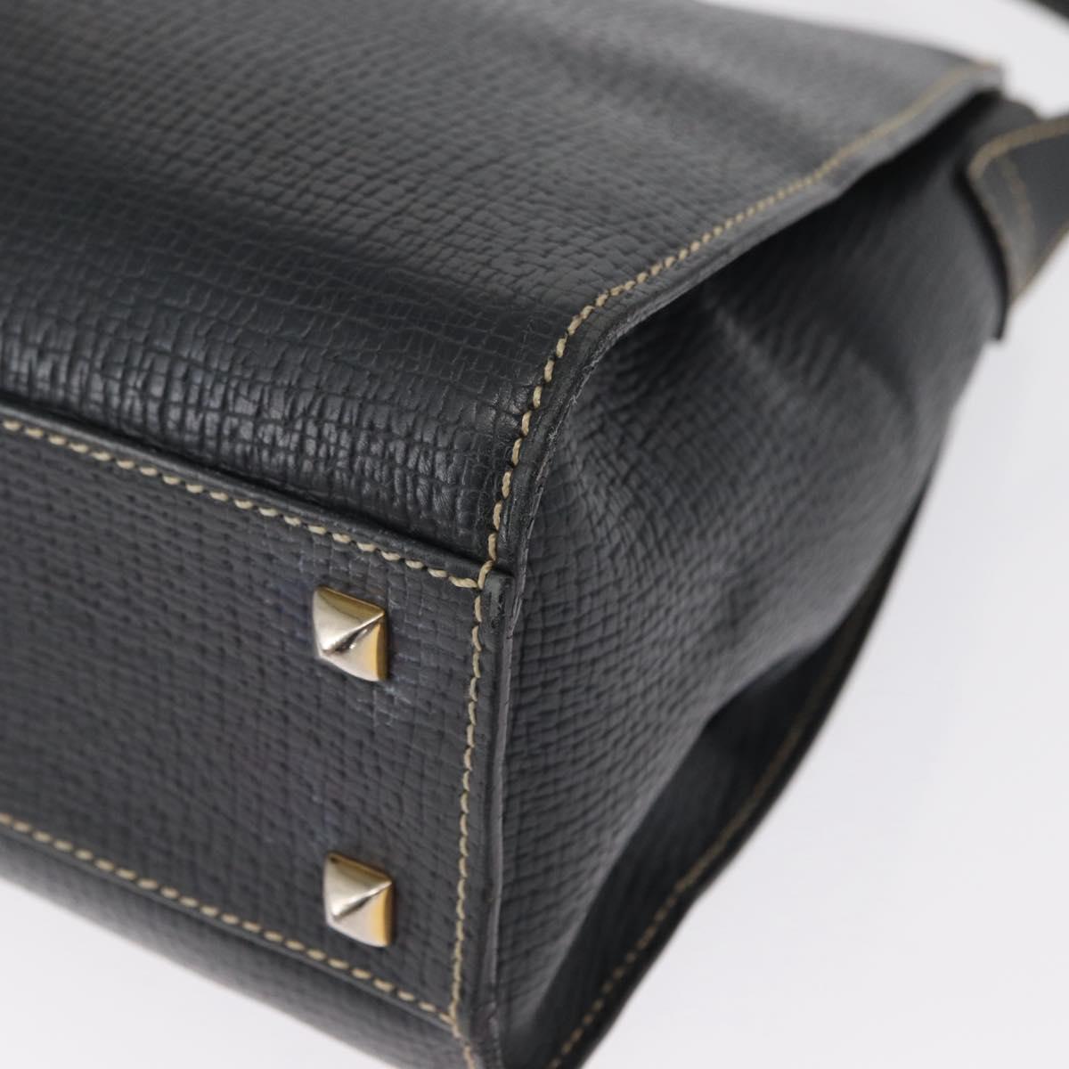 LOEWE Shoulder Bag Leather Navy Gold Auth bs32406