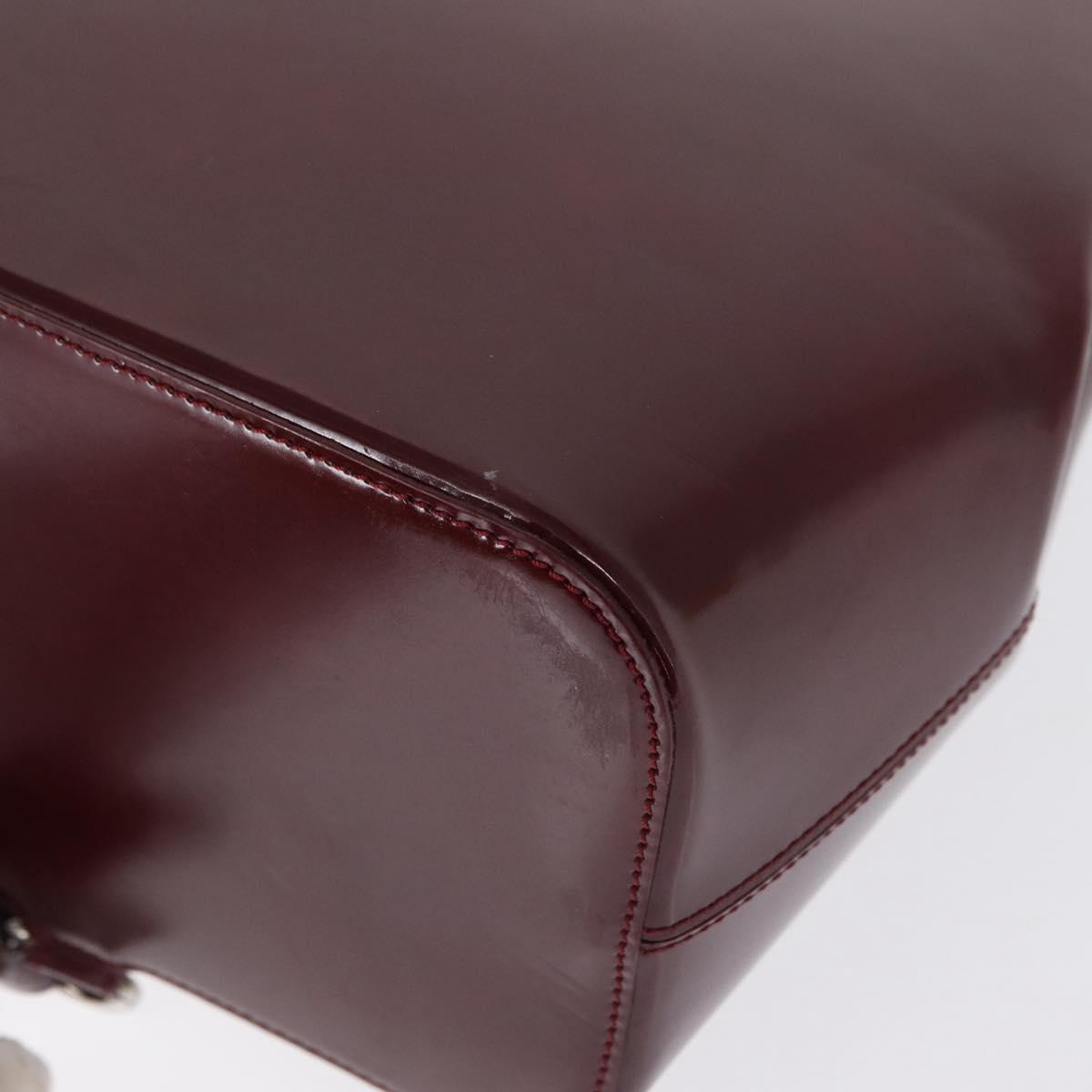CARTIER Shoulder Bag Leather Bordeaux Gold Auth bs32407