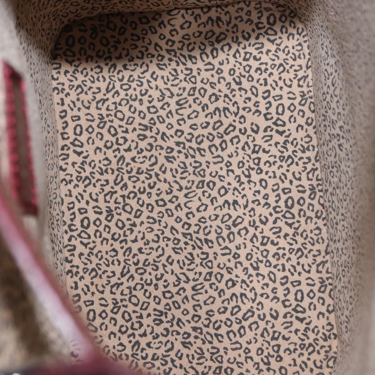 CARTIER Shoulder Bag Leather Bordeaux Gold Auth bs32407