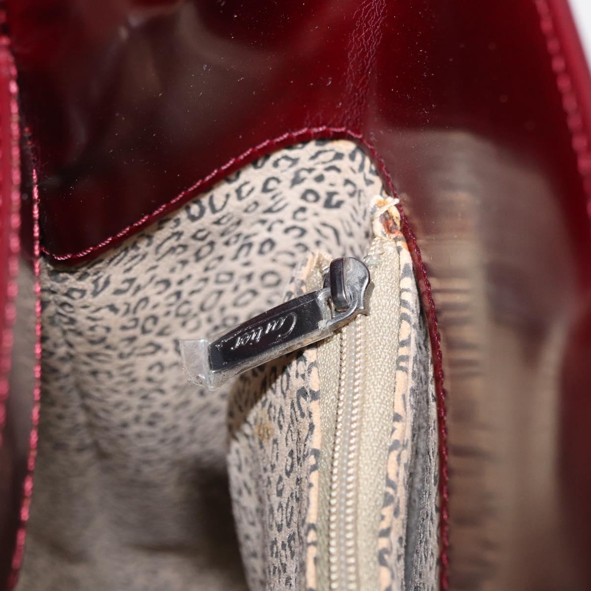 CARTIER Shoulder Bag Leather Bordeaux Gold Auth bs32407