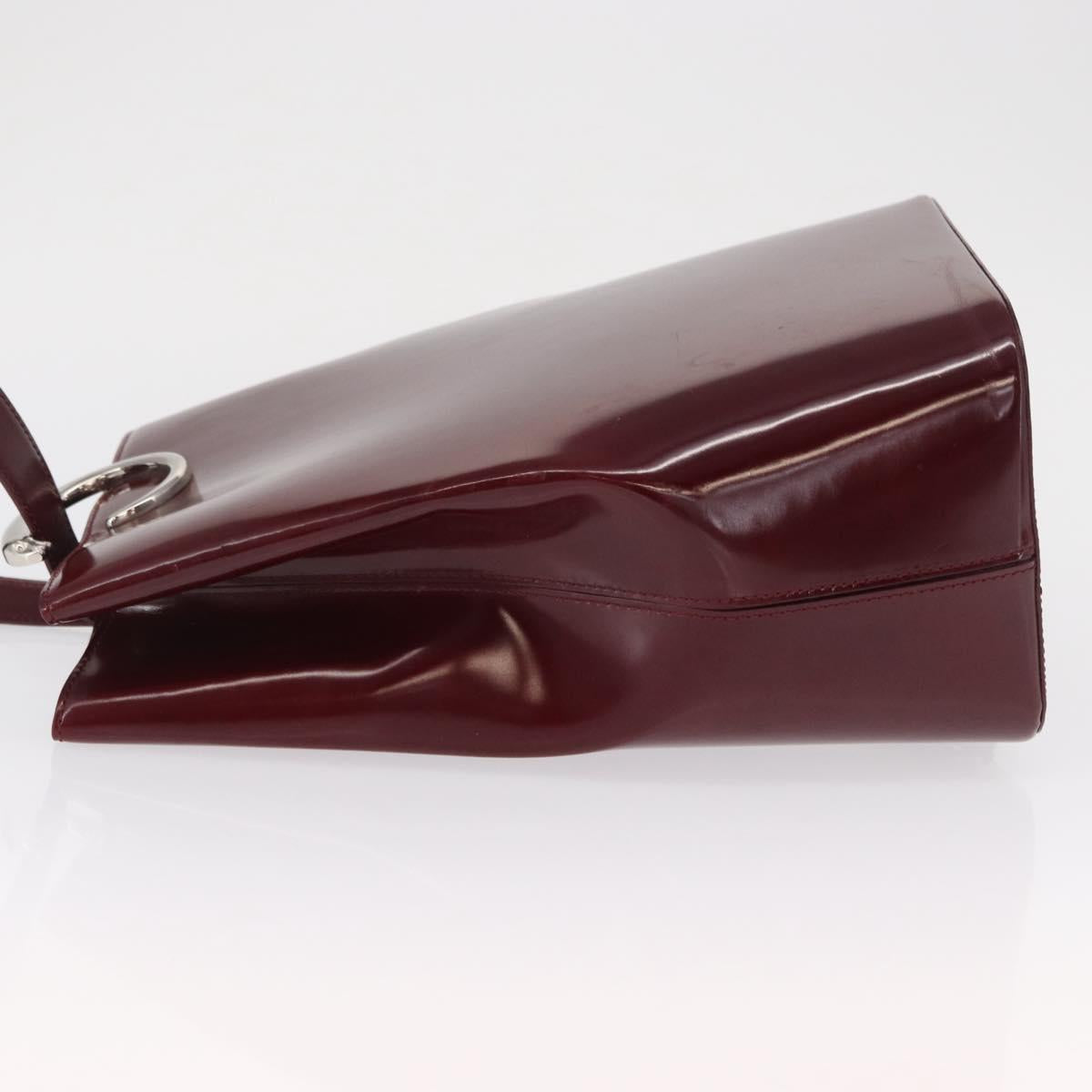 CARTIER Shoulder Bag Leather Bordeaux Gold Auth bs32407