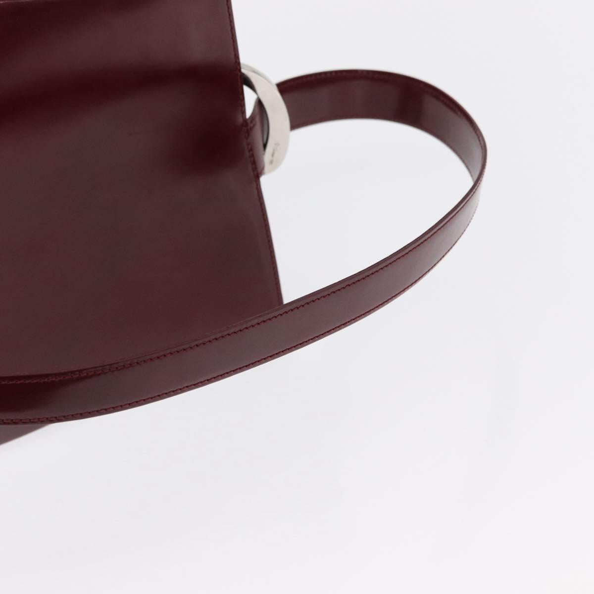CARTIER Shoulder Bag Leather Bordeaux Gold Auth bs32407