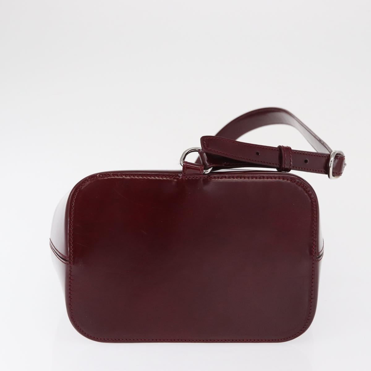 CARTIER Shoulder Bag Leather Bordeaux Gold Auth bs32407