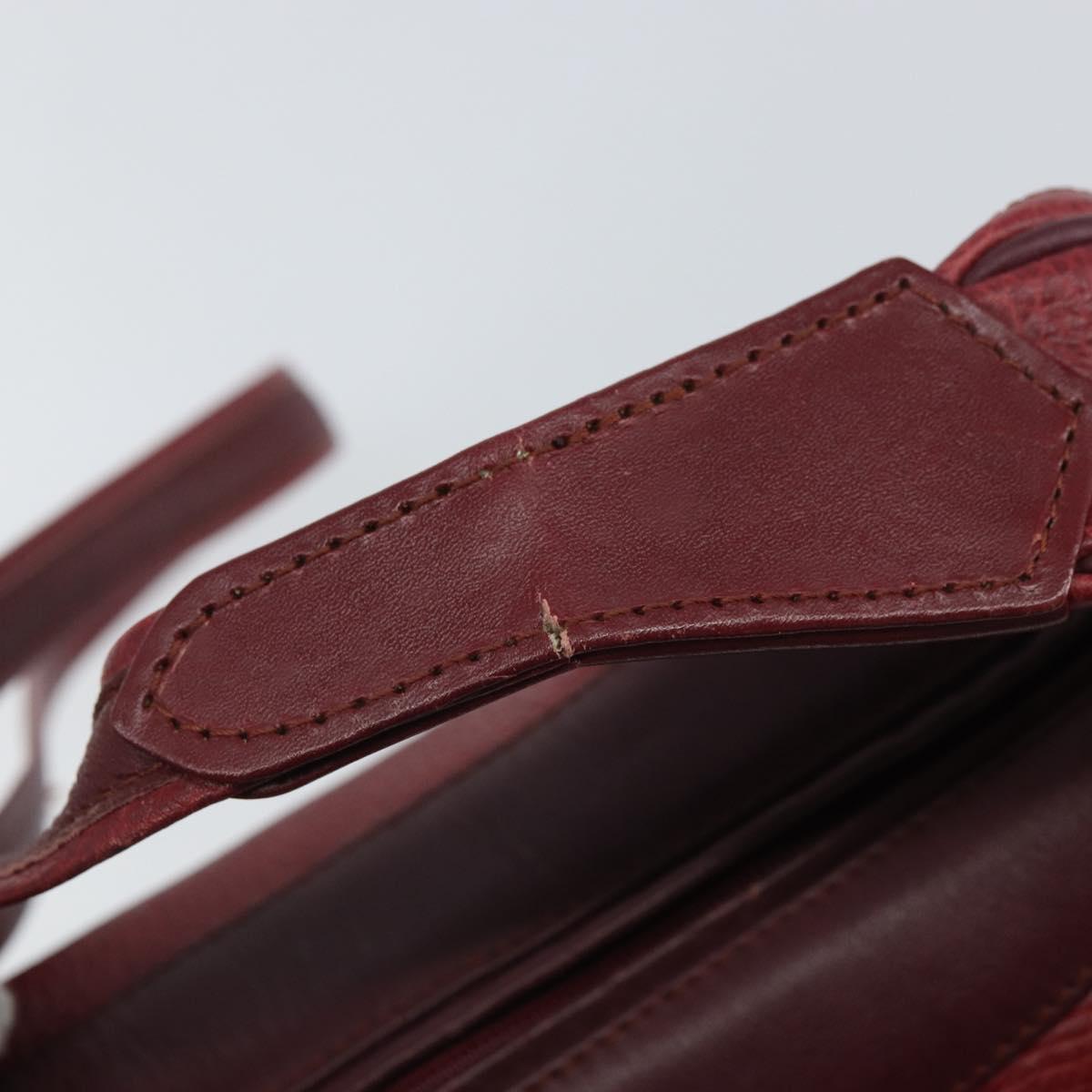 CARTIER Must Line Shoulder Bag Leather Bordeaux Gold Auth bs32408